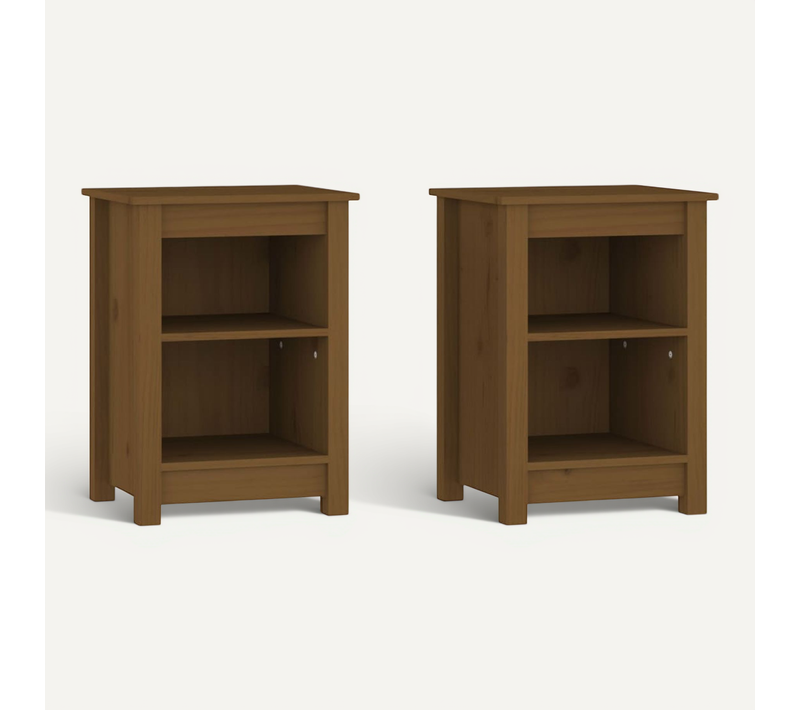Tables De Chevet 2 Pièces Marron Miel 40x35x55 Cm Bois Pin Massif