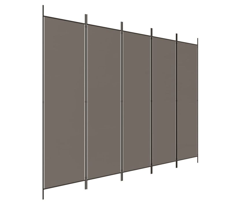 Cloison De Séparation 5 Panneaux Pliable En Tissu Anthracite 250 X 220 Cm