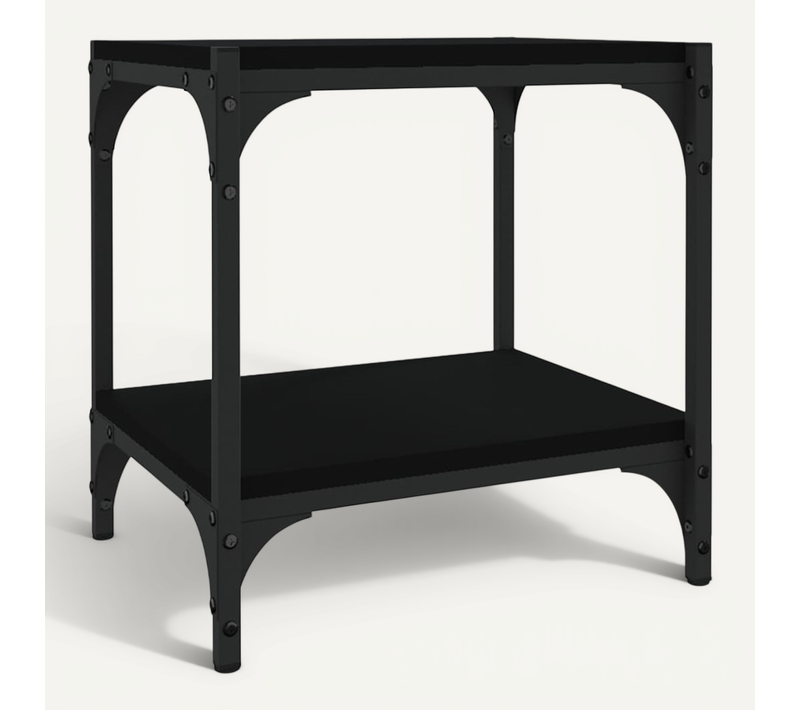 Meuble TV Noir 40x33x41 Cm Bois Contreplaqué Et Acier
