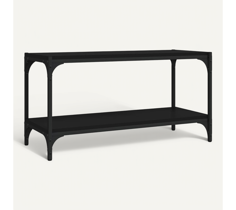 Meuble TV Noir 80x33x41 Cm Bois Contreplaqué Et Acier