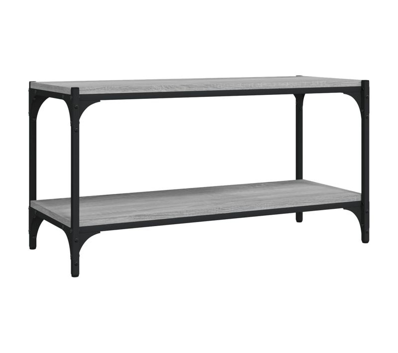 Meuble TV Sonoma Gris 80x33x41 Cm Bois Contreplaqué Et Acier