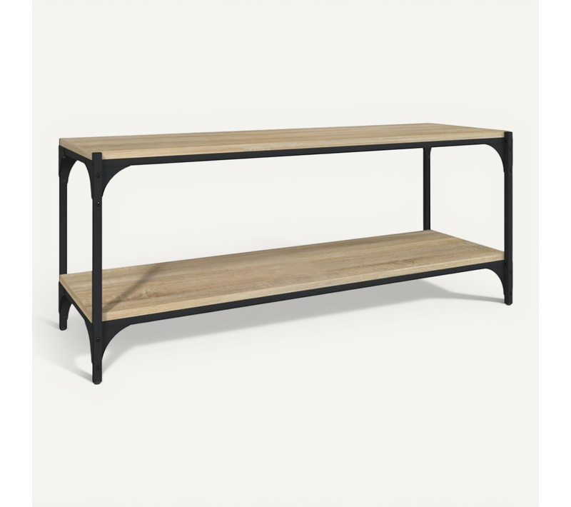 Meuble TV Chêne Sonoma 100x33x41 Cm Bois Contreplaqué Et Acier