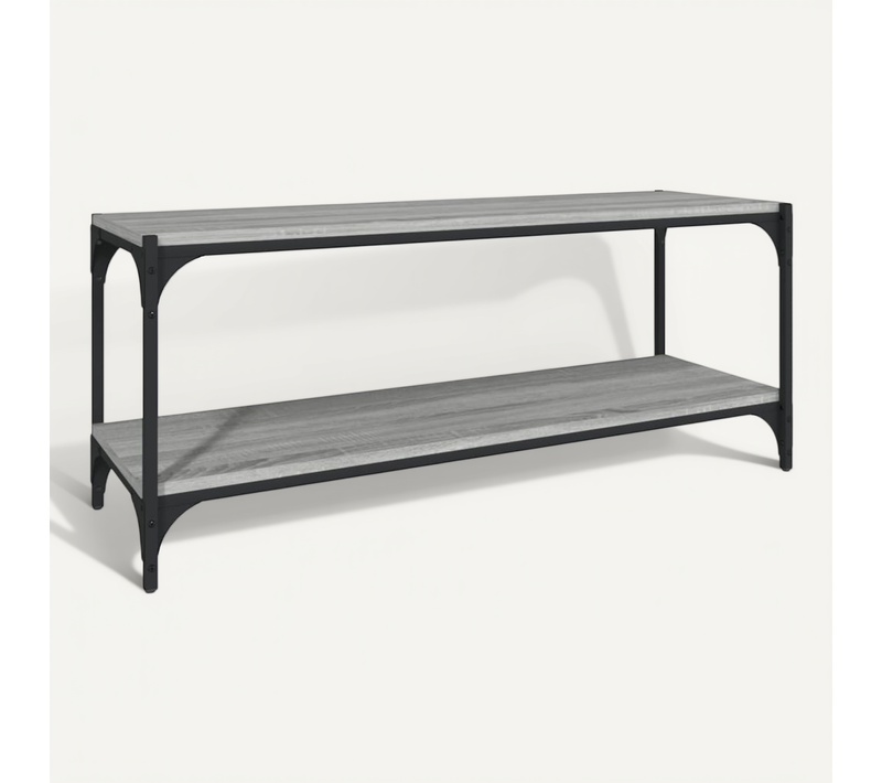 Meuble TV Sonoma Gris 100x33x41 Cm Bois Contreplaqué Et Acier