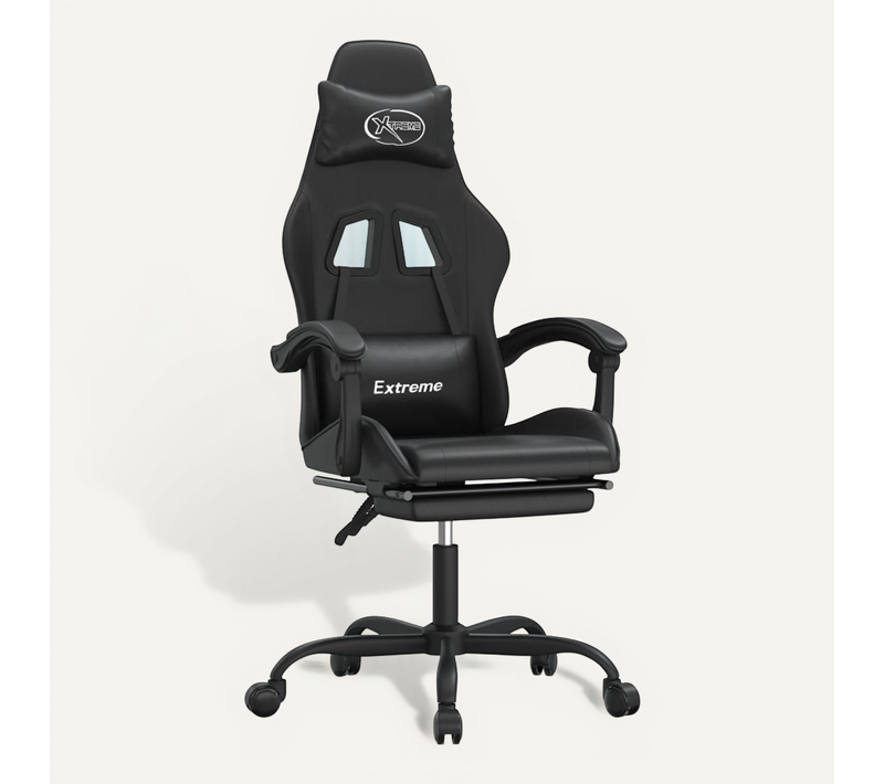 Chaise De Jeu Pivotante Avec Repose-pied Noir Simili