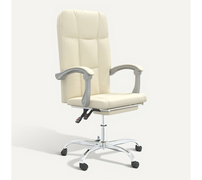 Fauteuil Inclinable De Bureau Crème Similicuir