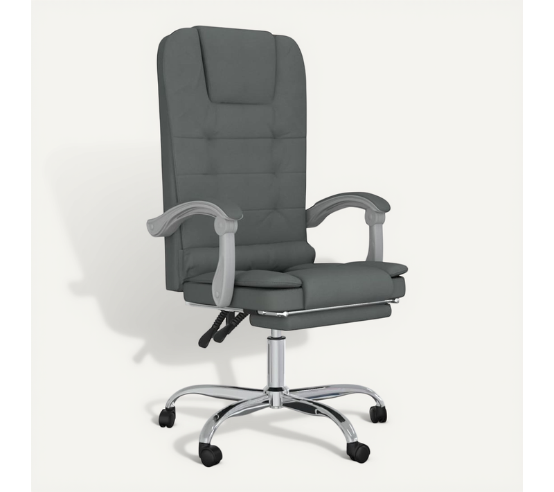 Fauteuil De Massage Inclinable De Bureau Gris Foncé Tissu