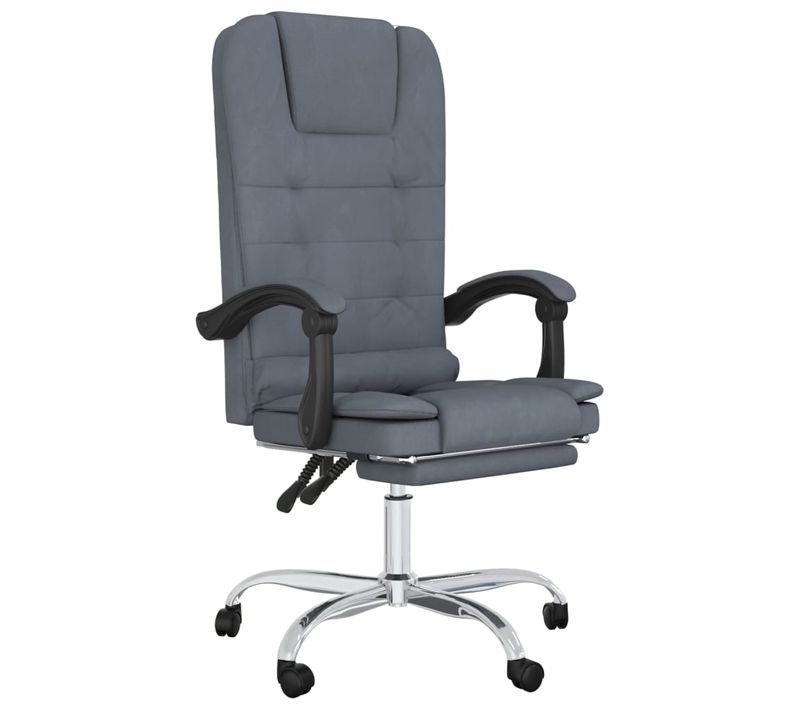Fauteuil De Massage Inclinable De Bureau Gris Foncé Velours