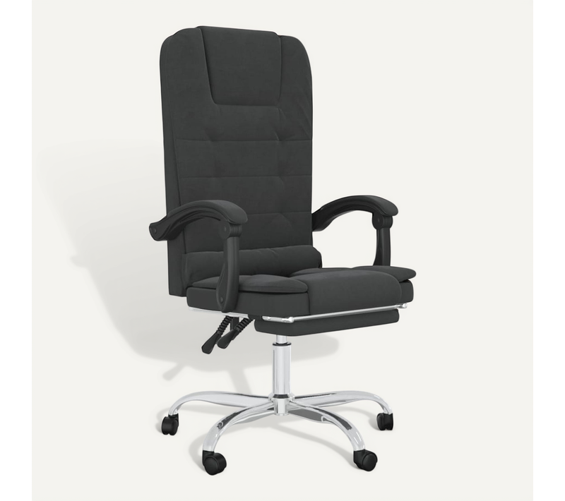 Fauteuil De Bureau Inclinable Massant En Simili Noir, Dossier Réglable En Hauteur