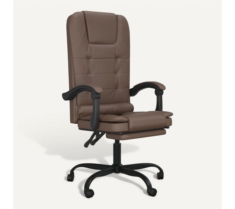 Fauteuil De Massage Inclinable De Bureau Marron Simili