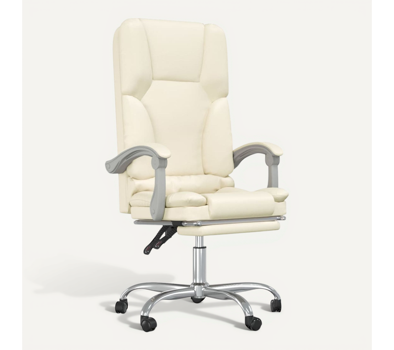 Fauteuil De Massage Inclinable De Bureau Crème Simili