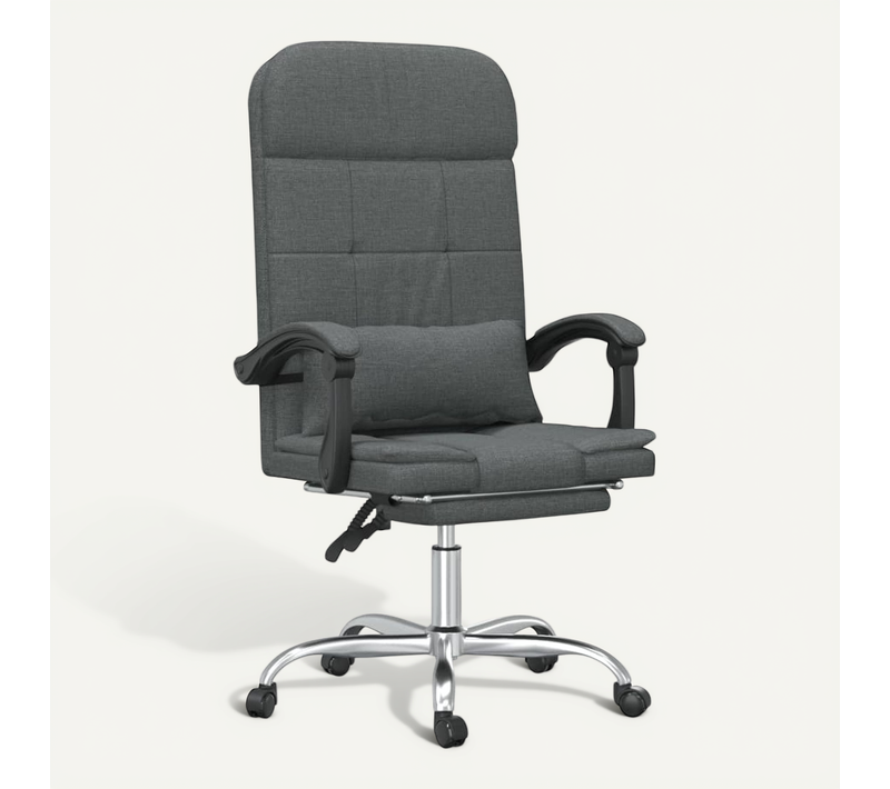 Fauteuil De Massage Inclinable De Bureau Gris Foncé Tissu