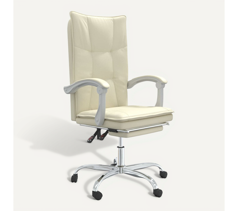 Fauteuil Inclinable De Bureau Crème Simili