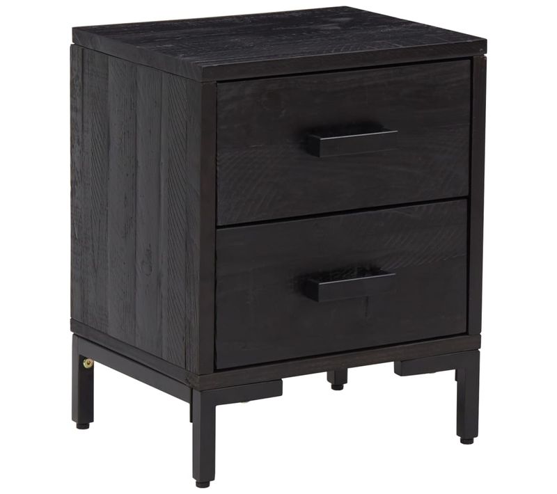 Table De Chevet Noir 36x30x45 Cm Bois De Pin Massif