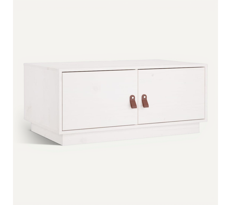Table Basse Blanc 80x50x35 Cm Bois Massif De Pin