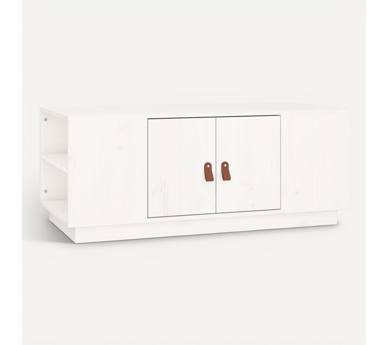 Table Basse Blanc 100x50x41 Cm Bois Massif De Pin