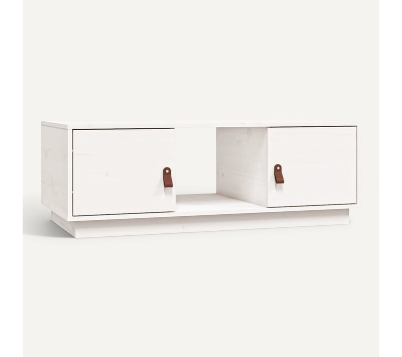 Table Basse Blanc 100x50x35 Cm Bois Massif De Pin