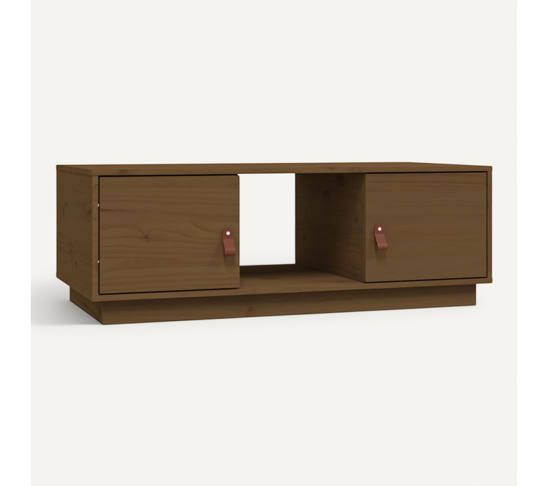 Table Basse Marron Miel 100x50x35 Cm Bois Massif De Pin