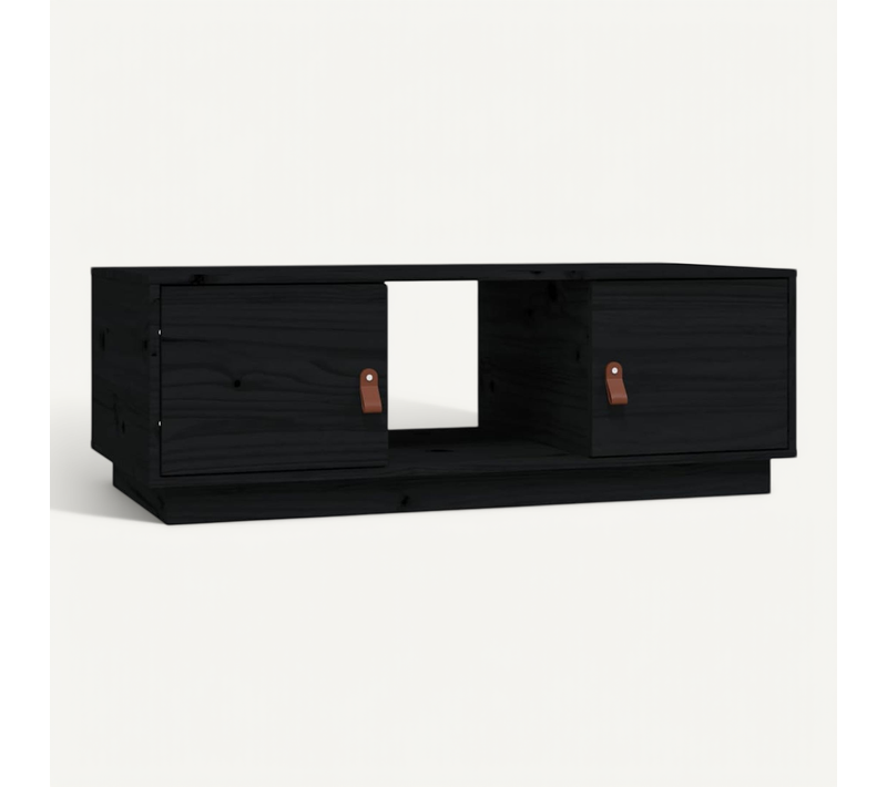 Table Basse Noir 100x50x35 Cm Bois Massif De Pin