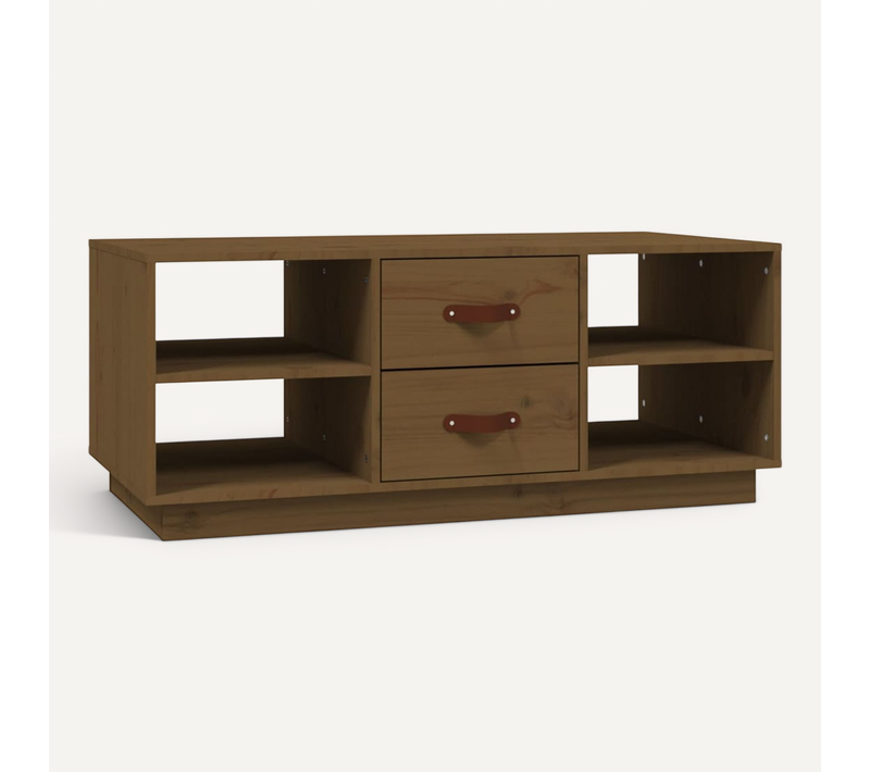 Table Basse Marron Miel 100x50x41 Cm Bois Massif De Pin