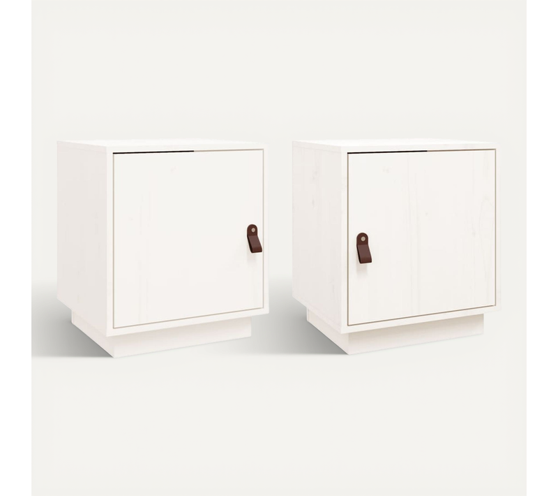 Tables De Chevet 2 Pièces Blanc 40x34x45 Cm Bois De Pin Massif