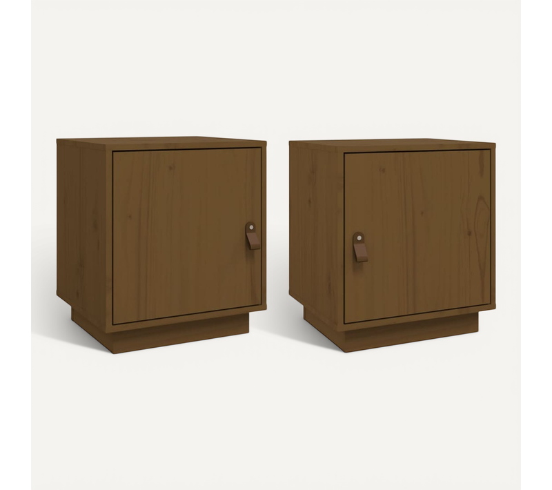 Tables De Chevet 2pcs Marron Miel 40x34x45cm Bois De Pin Massif