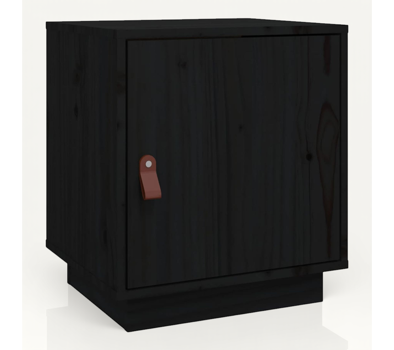 Table De Chevet Noir 40x34x45 Cm Bois De Pin Massif