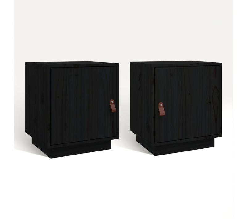 Tables De Chevet 2 Pièces Noir 40x34x45 Cm Bois De Pin Massif