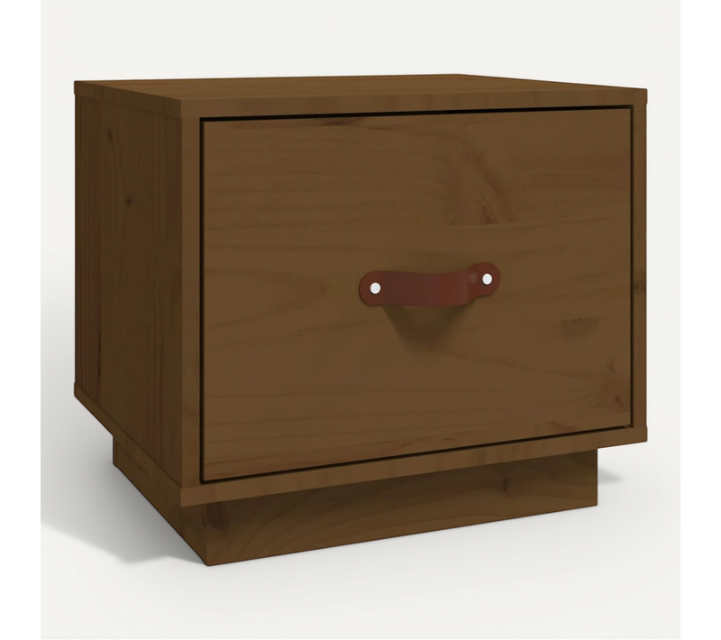 Table De Chevet Marron Miel 40x34x35 Cm Bois De Pin Solide