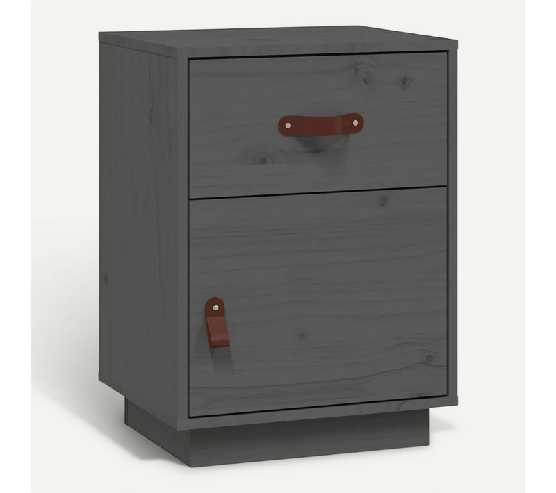 Tables De Chevet 2 Pièces Gris 40x34x55 Cm Bois De Pin Massif