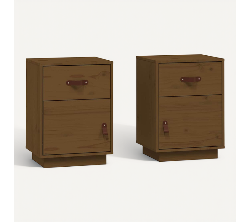Tables De Chevet 2pcs Marron Miel 40x34x55cm Bois De Pin Massif