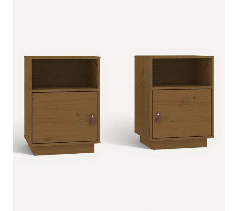 Tables De Chevet 2pcs Marron Miel 40x34x55cm Bois De Pin Massif