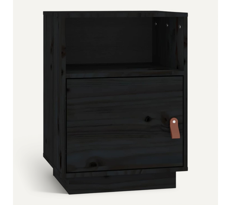 Table De Chevet Noir 40x34x55 Cm Bois De Pin Massif