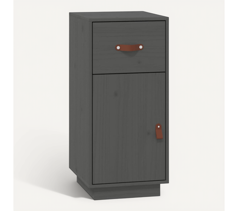 Buffet Gris 34x40x75 Cm Bois Massif De Pin