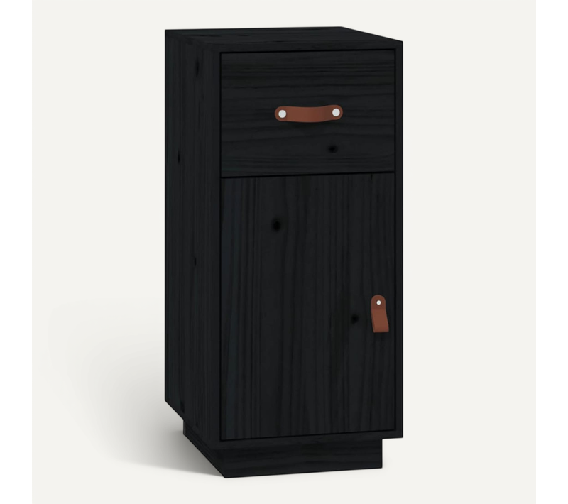 Buffet Noir 34x40x75 Cm Bois Massif De Pin
