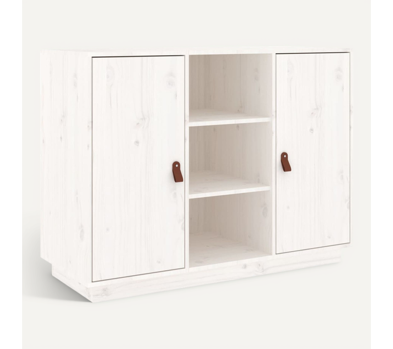 Buffet Blanc 100x40x75 Cm Bois Massif De Pin
