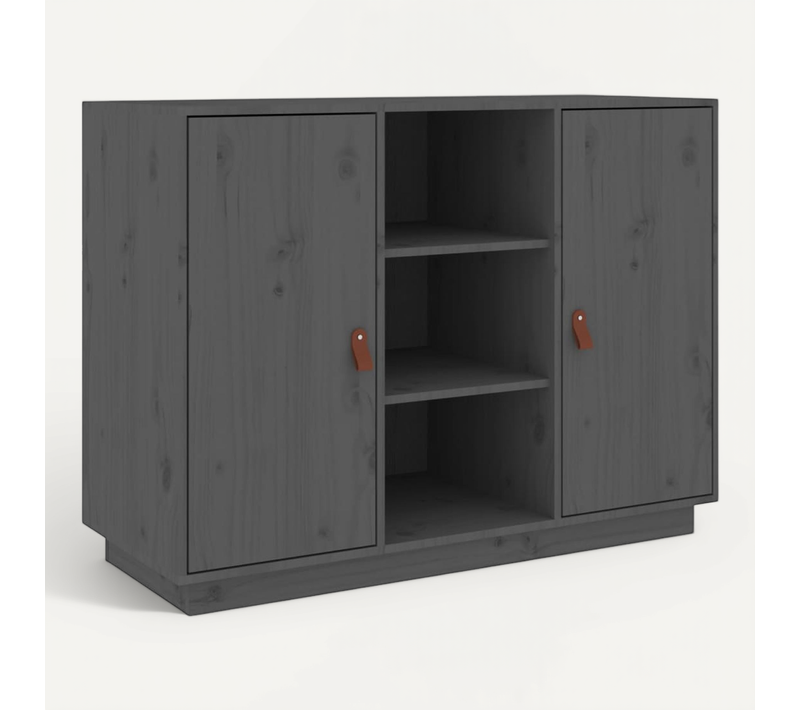 Buffet Gris 100x40x75 Cm Bois Massif De Pin