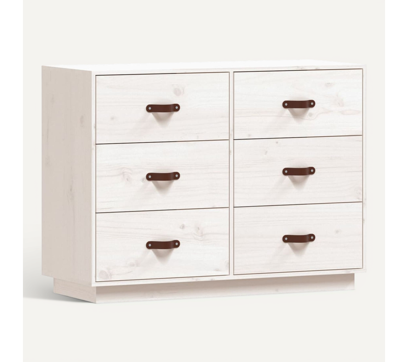 Buffet Blanc 100x40x75 Cm Bois Massif De Pin