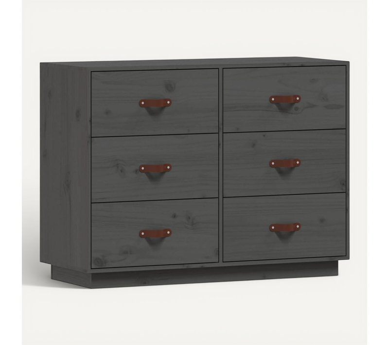 Buffet Gris 100x40x75 Cm Bois Massif De Pin