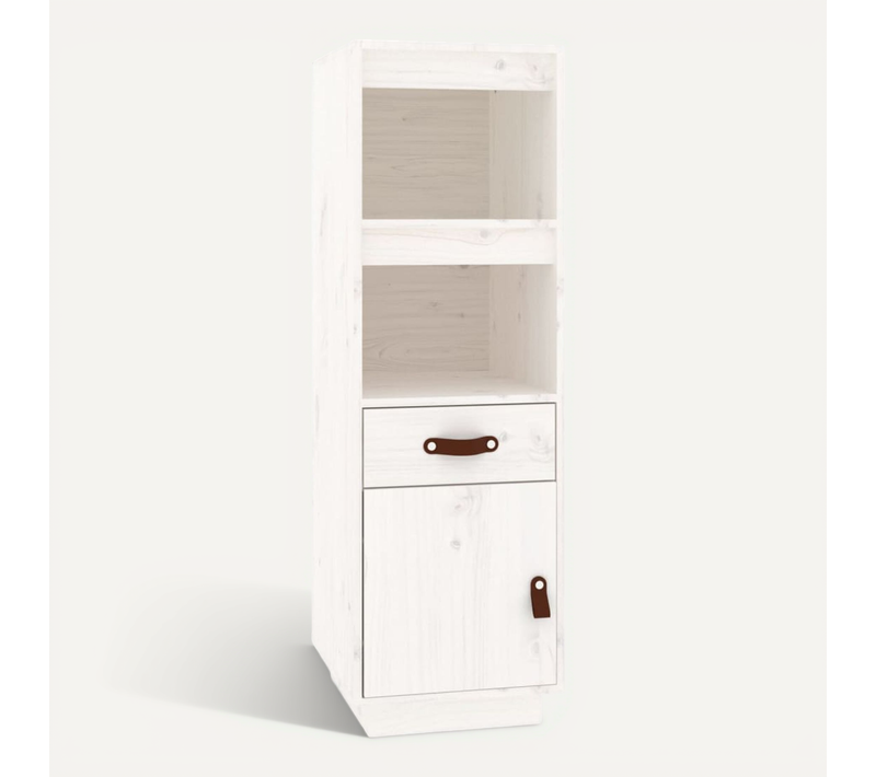 Buffet Haut Blanc 34x40x108,5 Cm Bois Massif De Pin