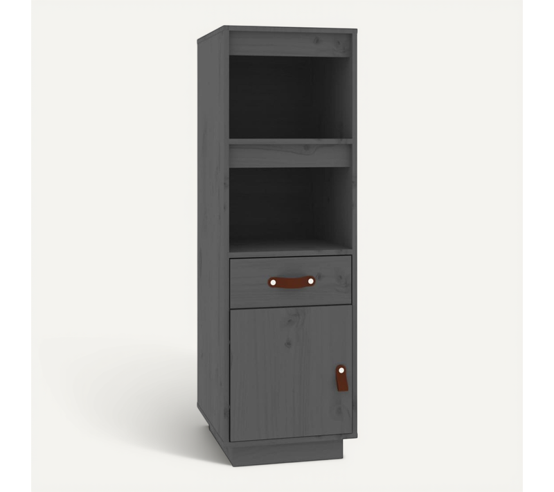 Buffet Haut Gris 34x40x108,5 Cm Bois Massif De Pin