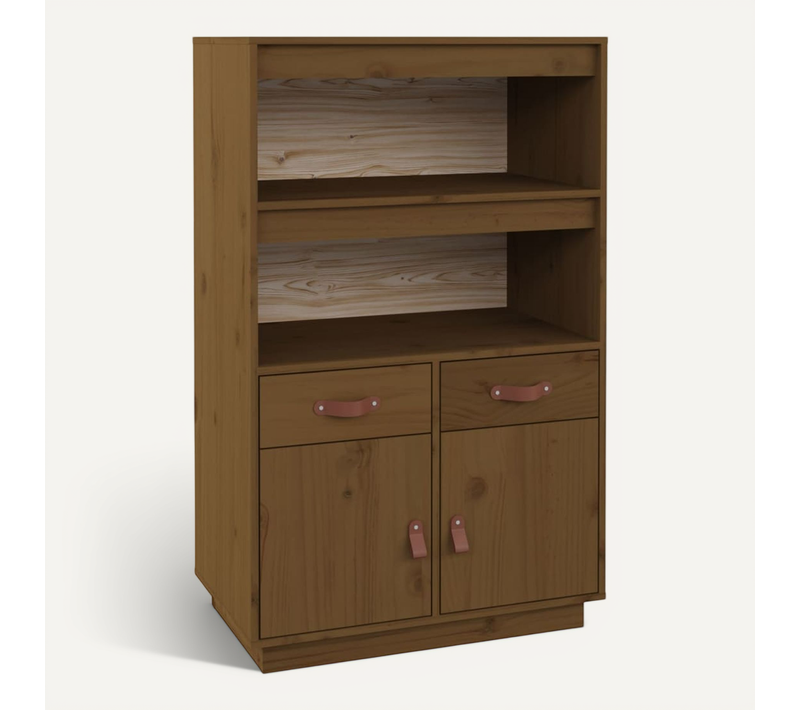 Buffet Haut Marron Miel 67x40x108,5 Cm Bois Massif De Pin
