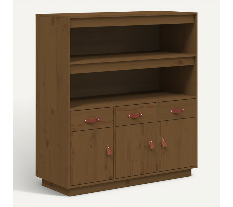 Buffet Haut Marron Miel 100x40x108,5 Cm Bois Massif De Pin