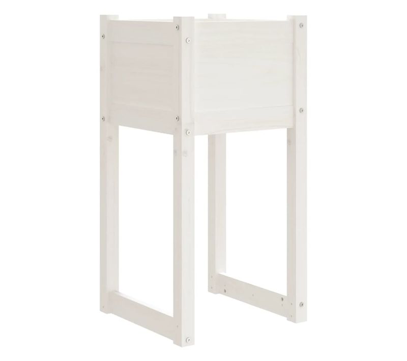 Jardinière Blanc 40x40x81 Cm Bois Massif De Pin