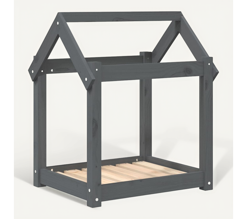 Lit Pour Chien Gris 61x50x70 Cm Bois De Pin Solide