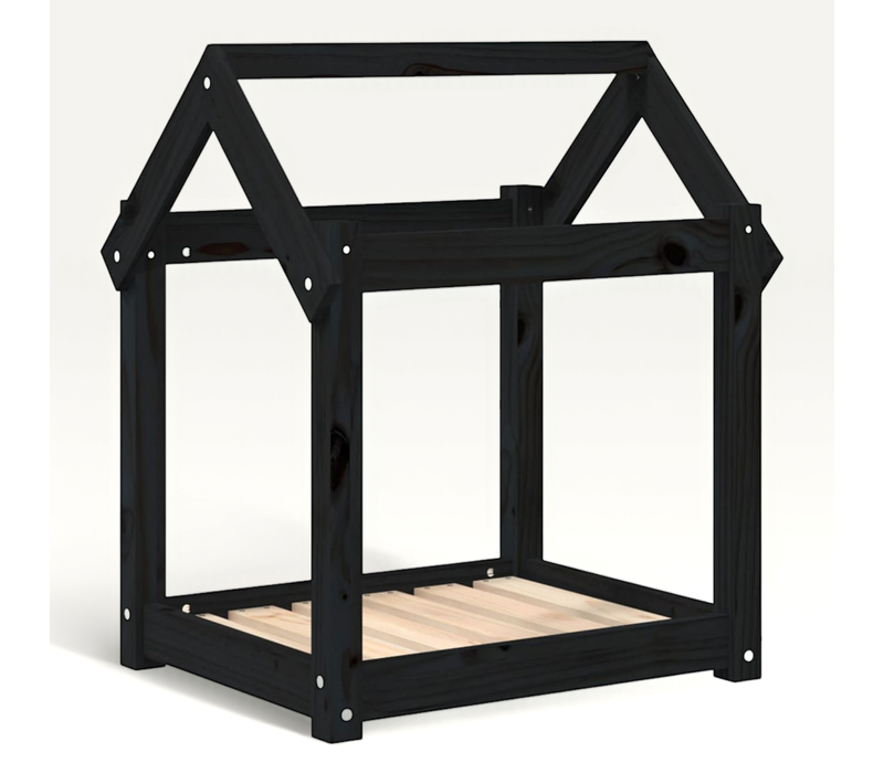 Lit Pour Chien Noir 61x50x70 Cm Bois De Pin Solide