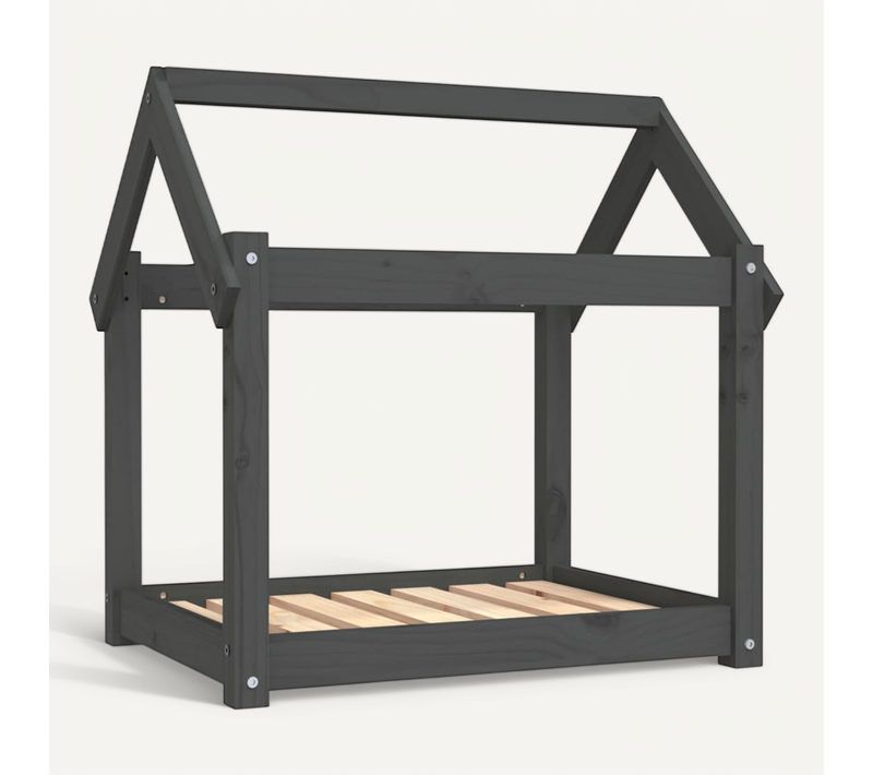 Lit Pour Chien Gris 71x55x70 Cm Bois De Pin Solide