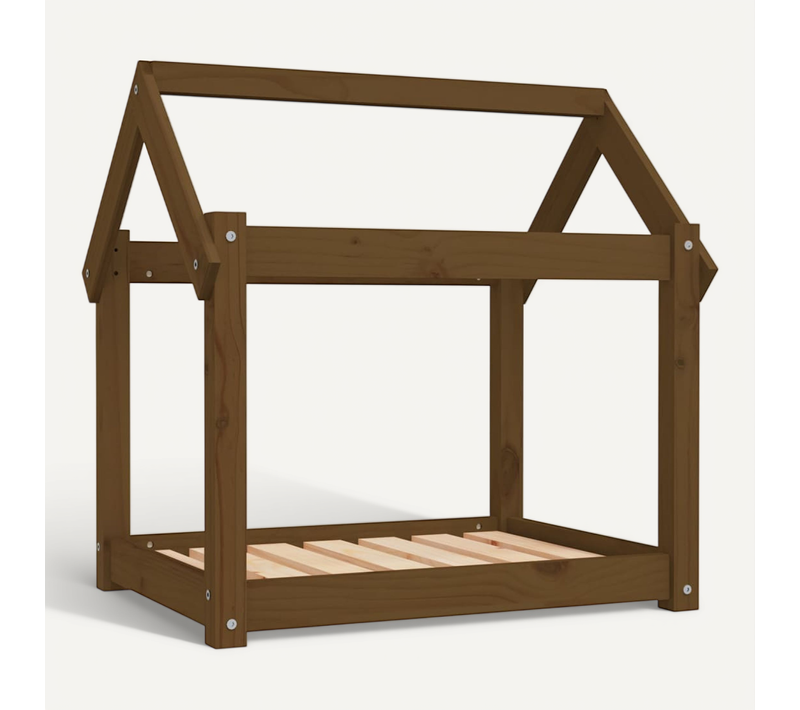 Lit Pour Chien Marron Miel 71x55x70 Cm Bois De Pin Solide
