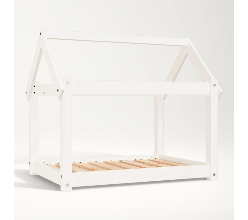 Lit Pour Chien Blanc 81x60x70 Cm Bois De Pin Solide