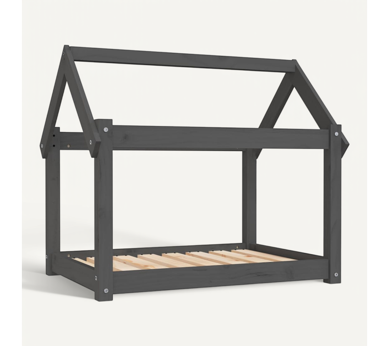 Lit Pour Chien Gris 81x60x70 Cm Bois De Pin Solide