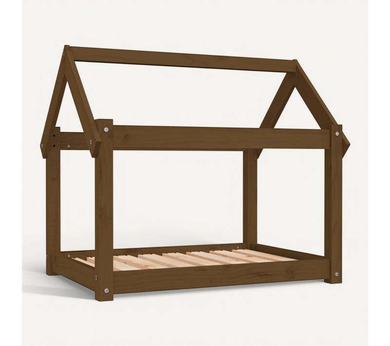 Lit Pour Chien Marron Miel 81x60x70 Cm Bois De Pin Solide